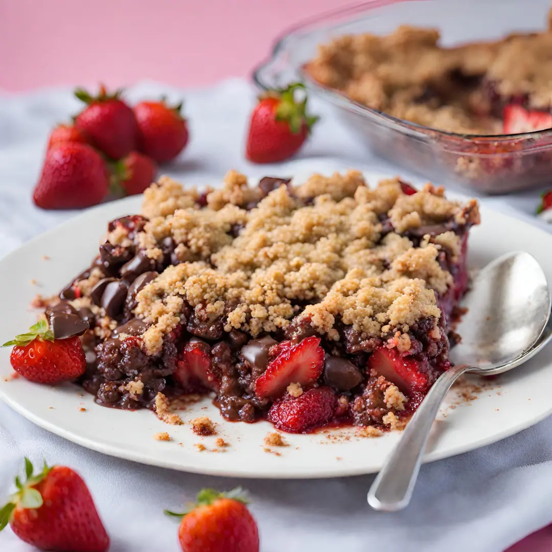 Crumble aux fraises et chocolat