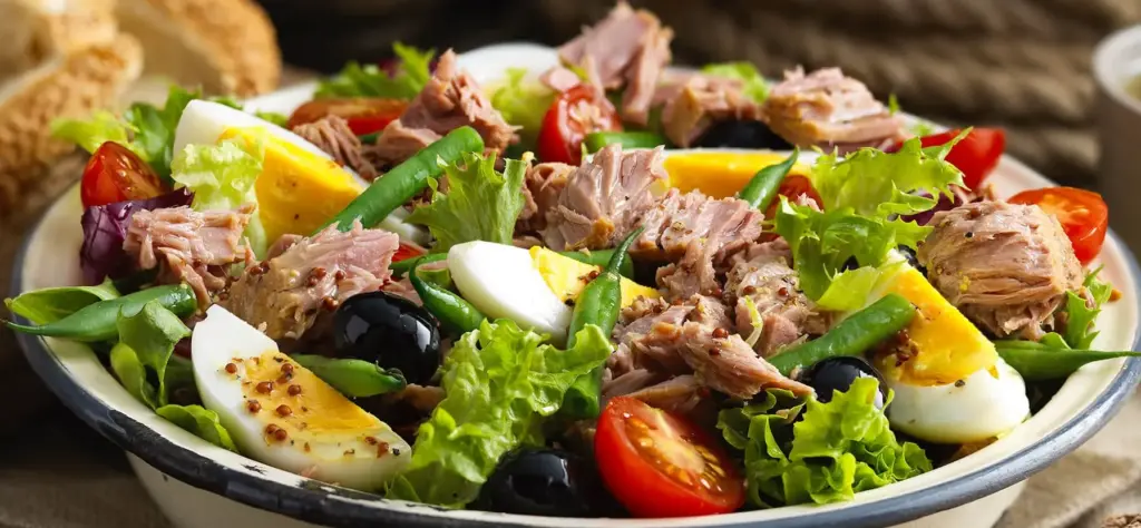 Salade de lentilles au thon et aux œufs