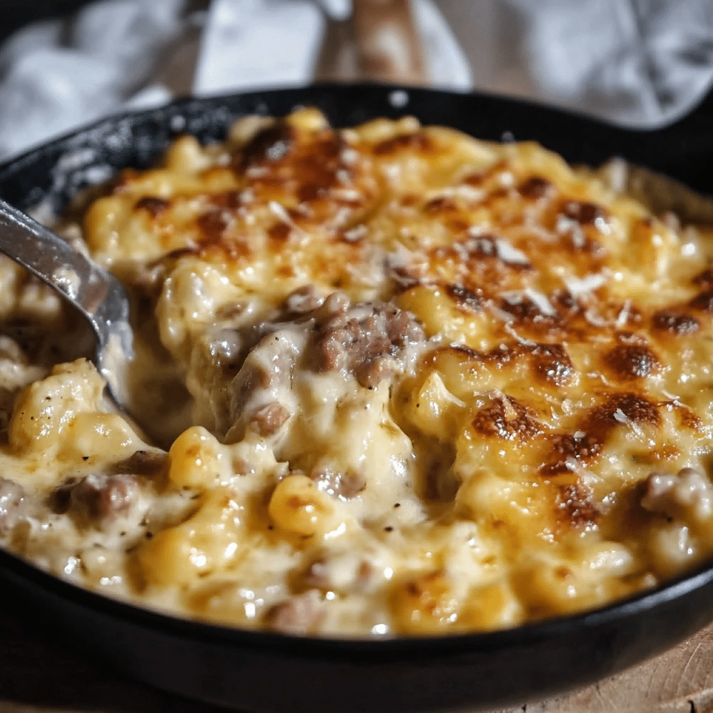 Gratin de Coquillettes à la Raclette et Viande Hachée