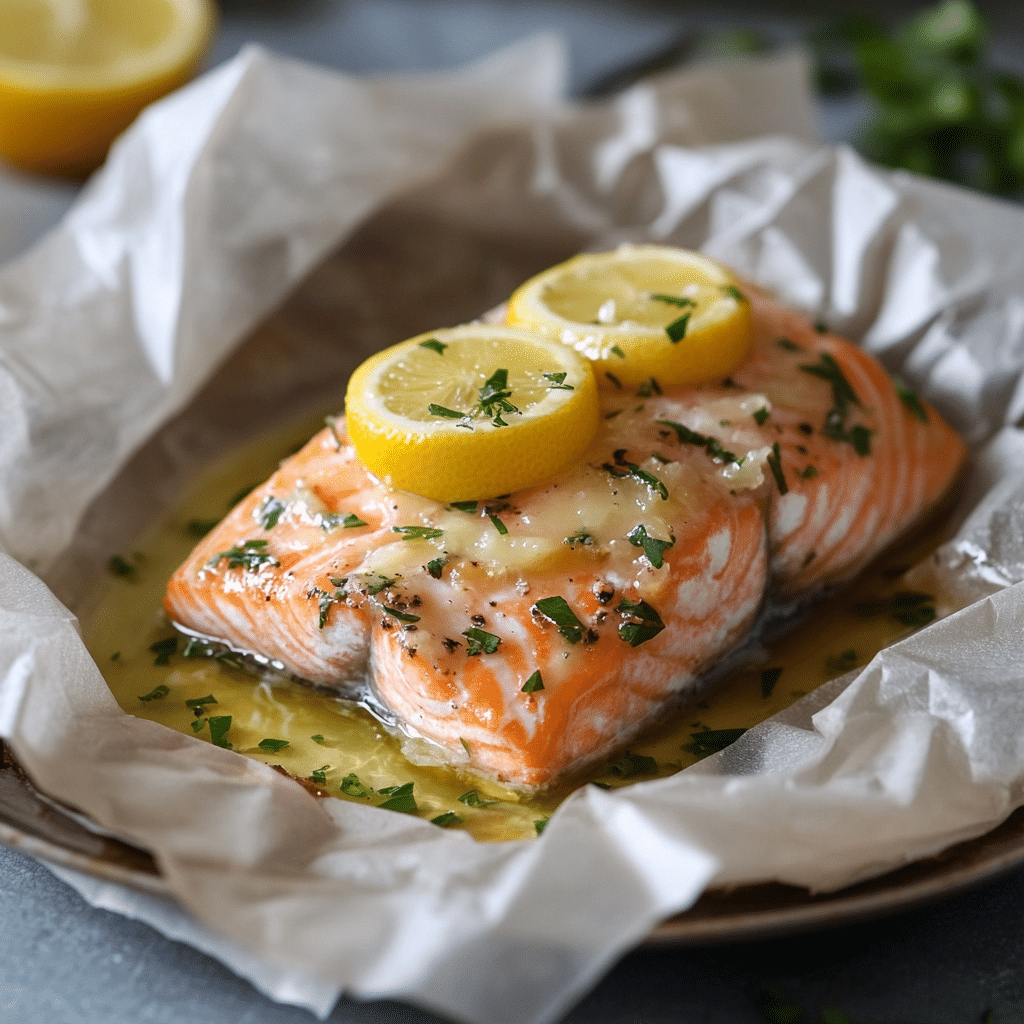 Papillote de Saumon au Beurre, à l'Ail et au Citron