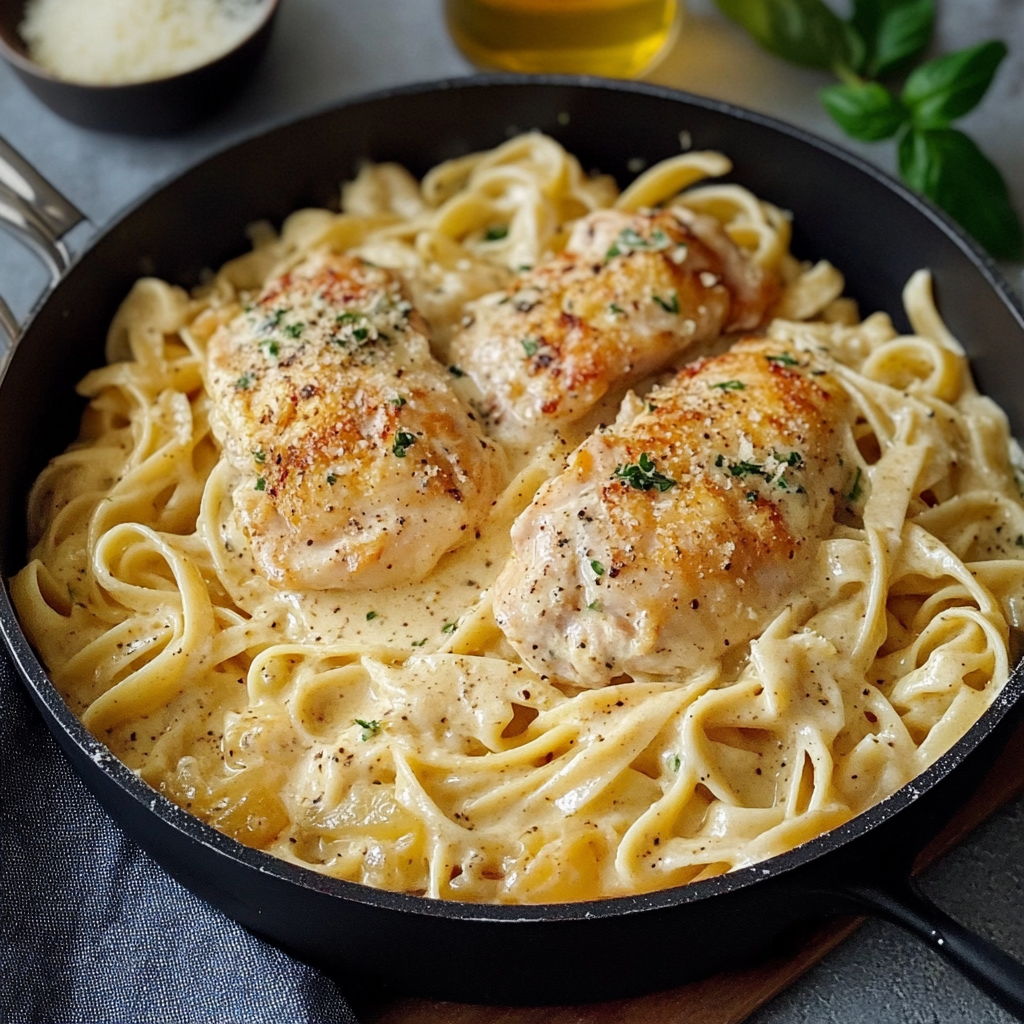 Pâtes Crémeuses au Poulet à l’Italienne