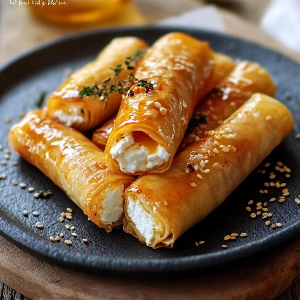 Roulés de Feta Croustillants avec Miel Épicé