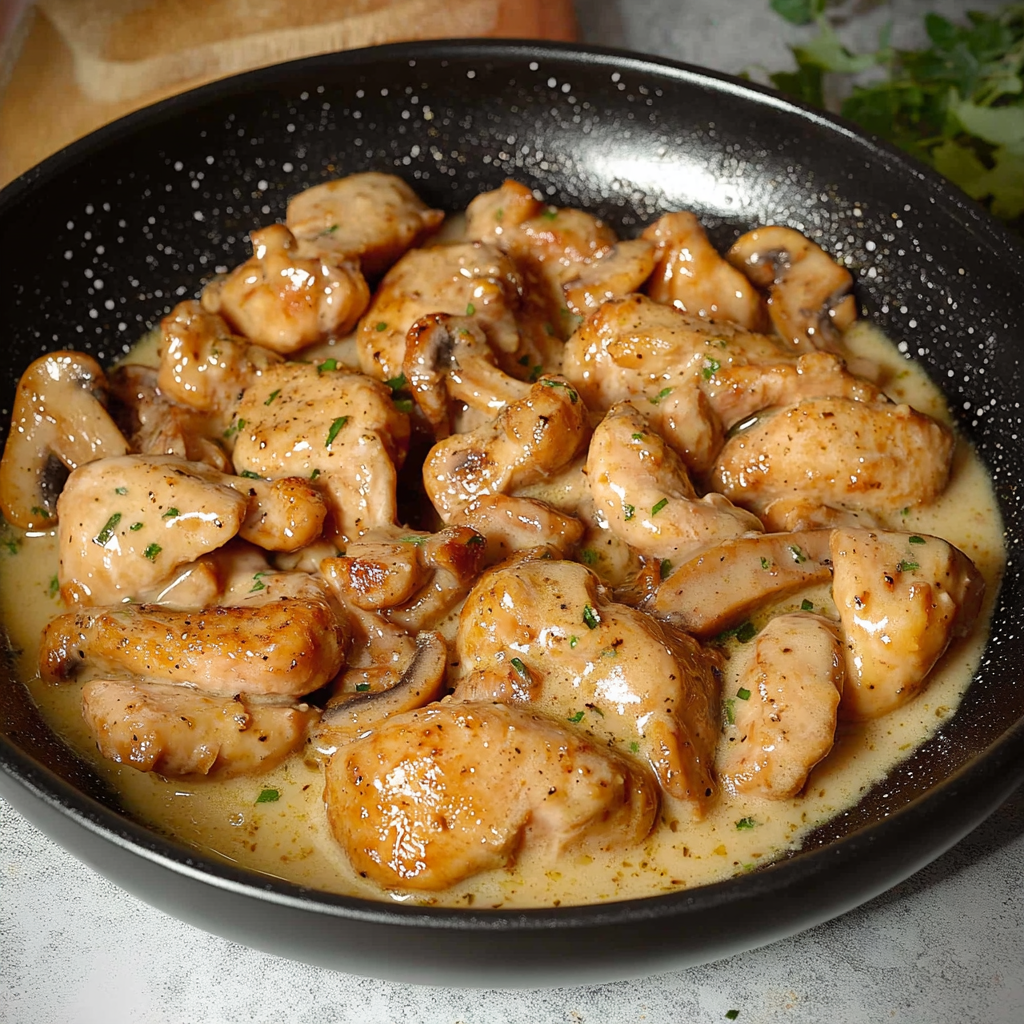Aiguillettes de Poulet Crémeuses aux Champignons