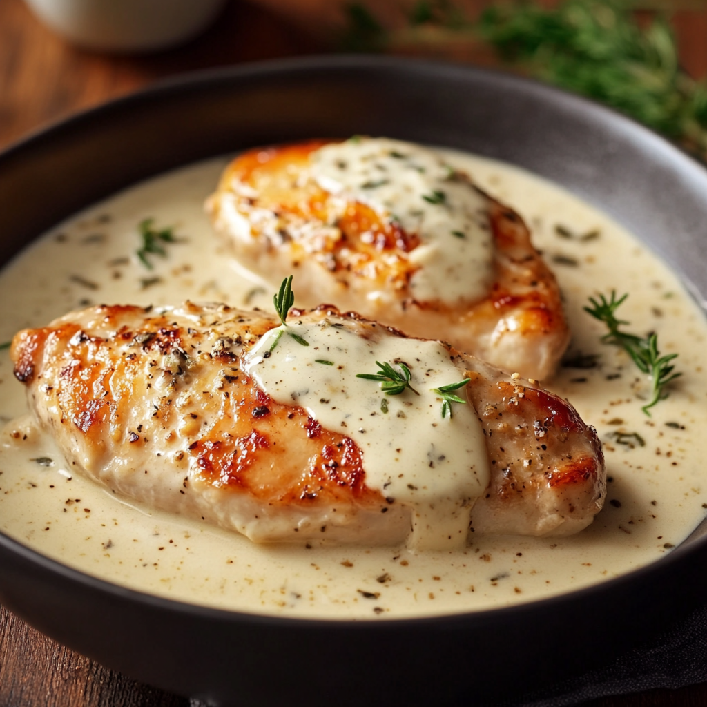 Poulet Sauce Boursin à l’Ail et Fines Herbes