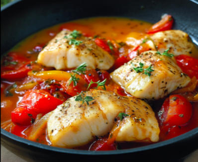 cabillaud à la basquaise avec poivrons