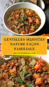 Lentilles mijotées nature façon familiale