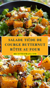 Salade tiède de courge butternut rôtie au four