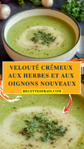 Velouté crémeux aux herbes et aux oignons nouveaux